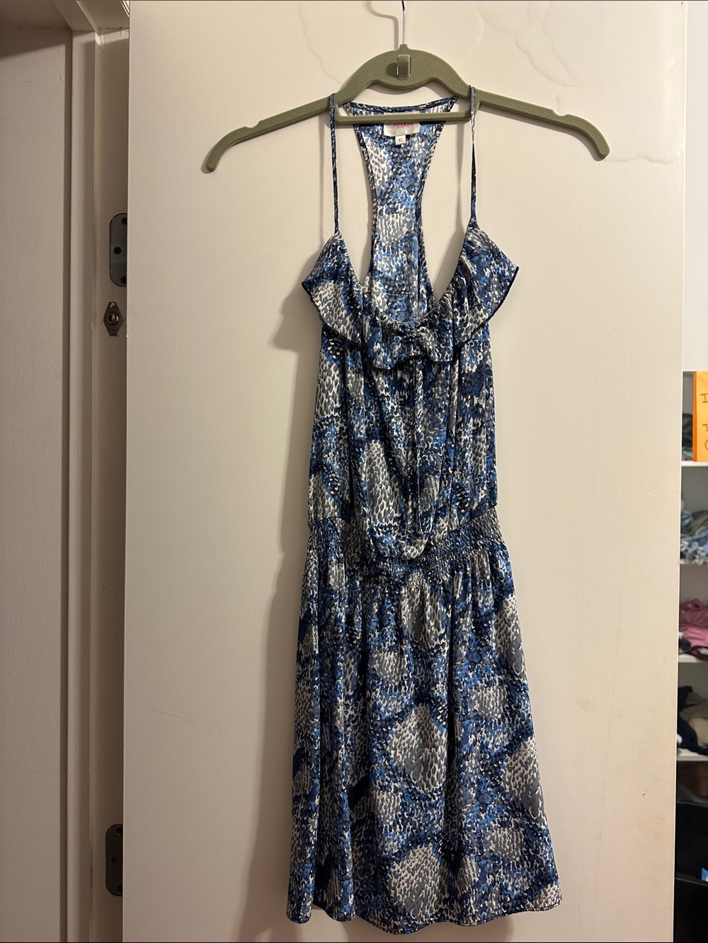 Parker Blue White Gray Printed Mini Dress